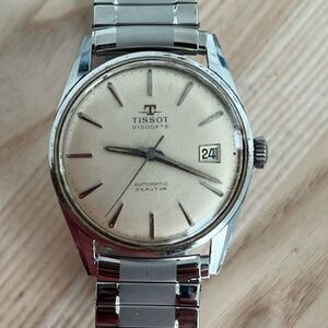 Tissot Men's Watch Visodate Automatic Seastar RARE Vintage Silver Tone Dial Date